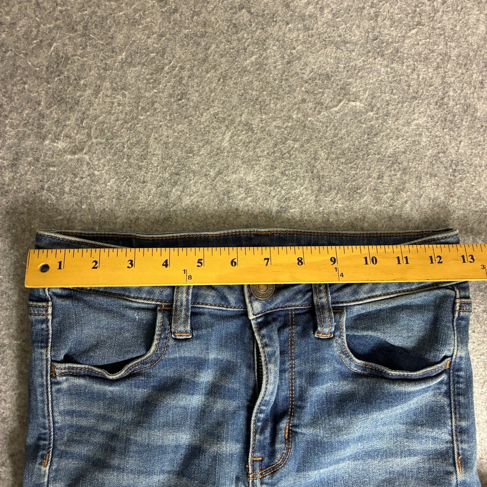 American Eagle Womens Sz 4 26x28 Next Level Stretch Distressed Skinny Jeans Blue - Picture 5 of 8